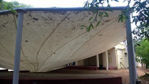 Collapsed theatre roof