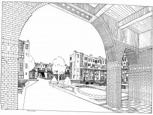 Justus van Effencomplex - tekening van Michiel Brinkman